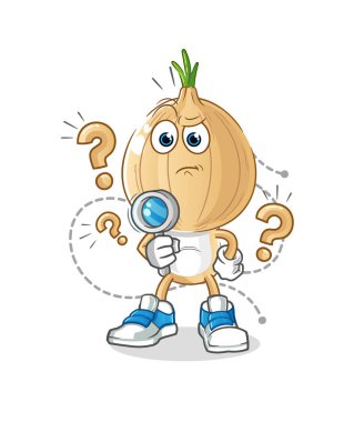 garlic head cartoon searching illustration. character vector