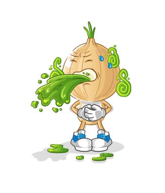 garlic head cartoon throw up. cartoon mascot vector