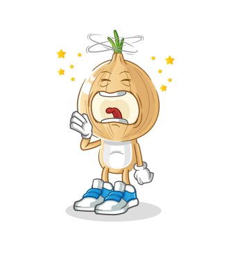 garlic head cartoon yawn character. cartoon mascot vector