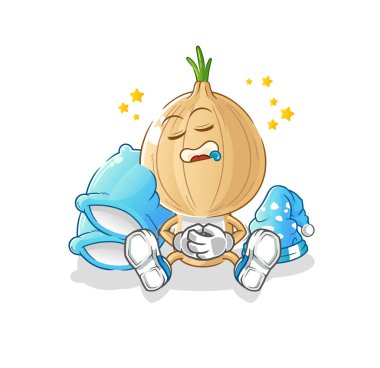 garlic head cartoon sleeping character. cartoon mascot vector