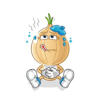 garlic head cartoon sick vector. cartoon character