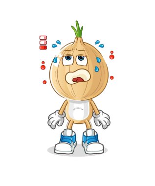 garlic head cartoon low battery mascot. cartoon vector