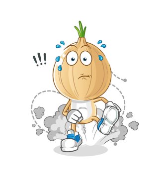 garlic head cartoon running illustration. character vector