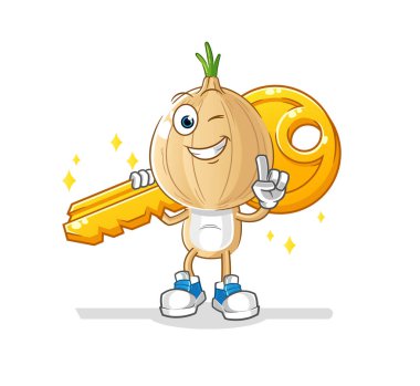 garlic head cartoon carry the key mascot. cartoon vector