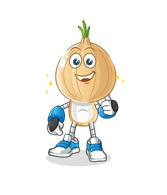 garlic head cartoon robot character. cartoon mascot vector