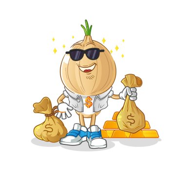 garlic head cartoon rich character. cartoon mascot vector