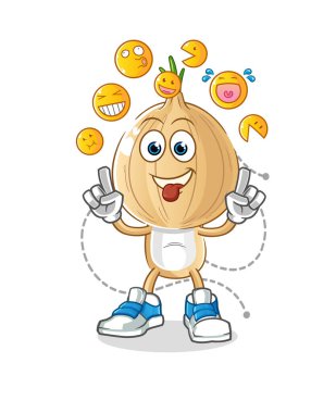 garlic head cartoon laugh and mock character. cartoon vector