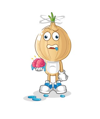 garlic head cartoon no brain vector. cartoon character