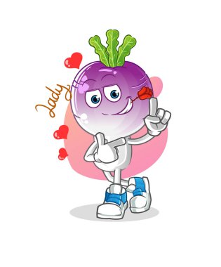 turnip head cartoon flirting illustration. character vector