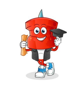 push pin head cartoon graduation vector. cartoon character