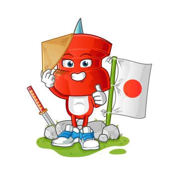 push pin head cartoon japanese vector. cartoon character