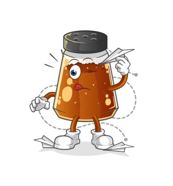 pepper powder with paper plane character. cartoon mascot vector