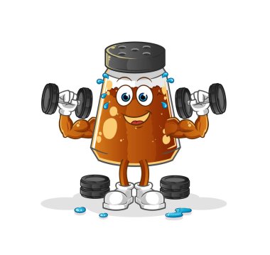 pepper powder weight training illustration. character vector