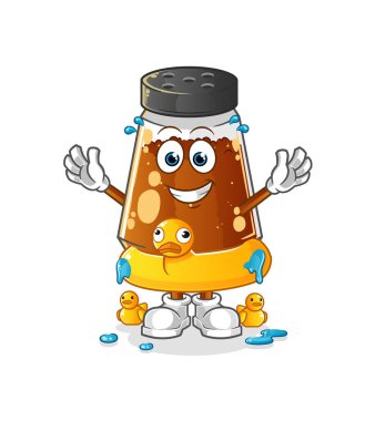 pepper powder with duck buoy cartoon. cartoon mascot vector