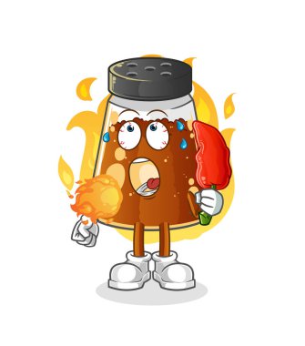 pepper powder eat hot chilie mascot. cartoon vector