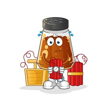 pepper powder holding dynamite character. cartoon mascot vector