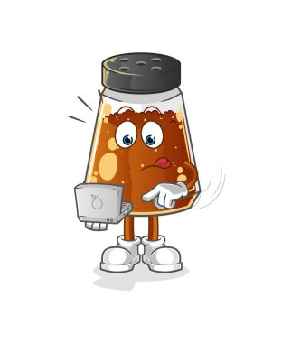 pepper powder with laptop mascot. cartoon vector