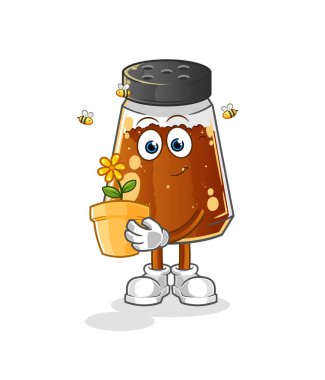 pepper powder with a flower pot. character vector