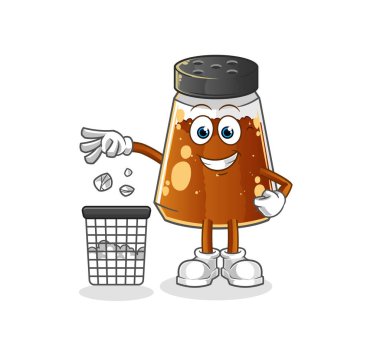 pepper powder Throw garbage mascot. cartoon vector