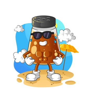 pepper powder sunbathing in summer. character vector