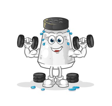 salt shaker weight training illustration. character vector