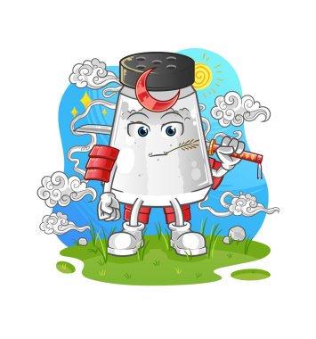 salt shaker samurai cartoon. cartoon mascot vector