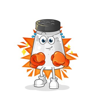 salt shaker boxer character. cartoon mascot vector