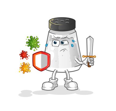 salt shaker against viruses cartoon. cartoon mascot vector