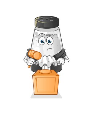 salt shaker judge holds gavel. character vector
