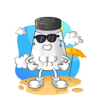 salt shaker sunbathing in summer. character vector