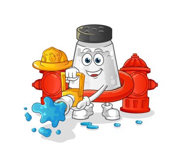 salt shaker firefighter vector. cartoon character