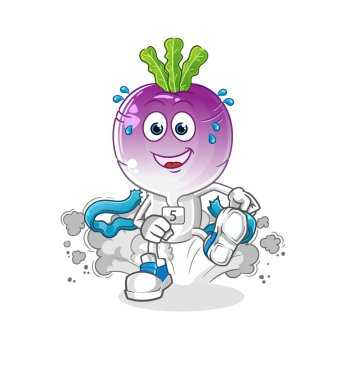 turnip head cartoon runner character. cartoon mascot vector