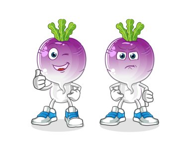 turnip head cartoon thumbs up and thumbs down. cartoon vector
