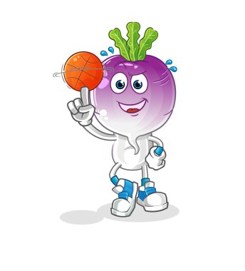 turnip head cartoon playing basket ball mascot. cartoon vector