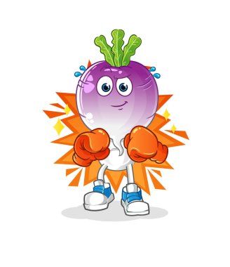 turnip head cartoon boxer character. cartoon mascot vector