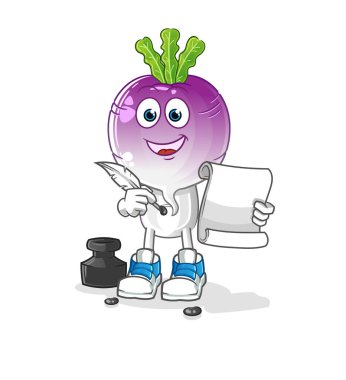 turnip head cartoon writer vector. cartoon character