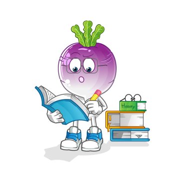turnip head cartoon studying mascot. cartoon vector