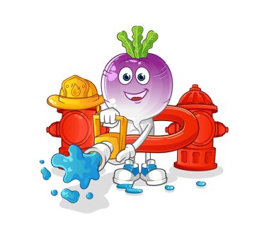 turnip head cartoon firefighter vector. cartoon character