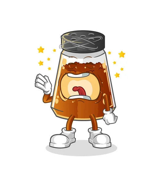 Pepper Powder Yawn Character Cartoon Mascot Vector — Stock Vector