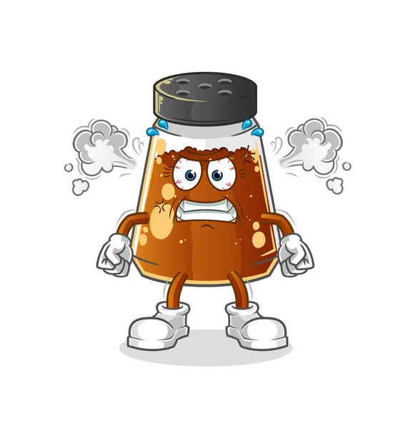Pepper Powder Very Angry Mascot Cartoon Vector — Stockvector