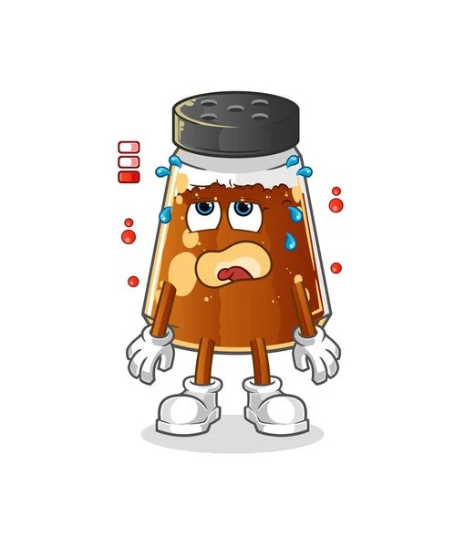 Mascotte Poudre Poivre Batterie Faible Vecteur Dessin Animé — Image vectorielle