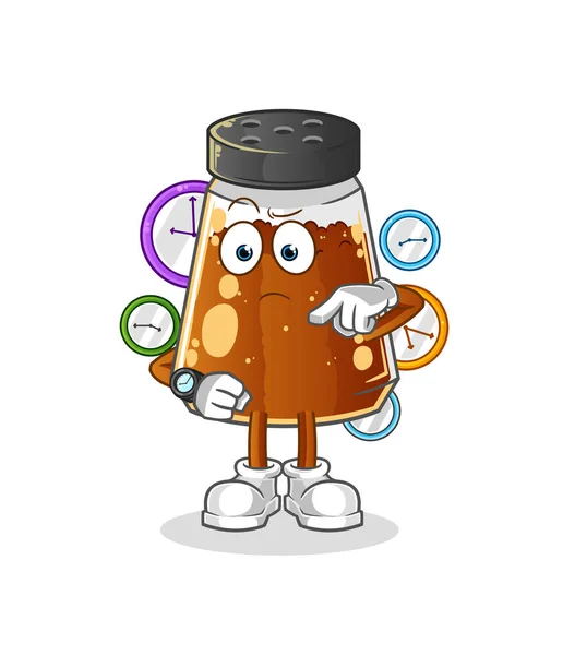 Pepper Powder Wristwatch Cartoon Cartoon Mascot Vector — Stock vektor