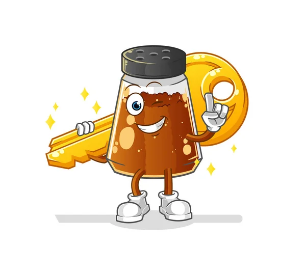 Pepper Powder Carry Key Mascot Cartoon Vector — ストックベクタ