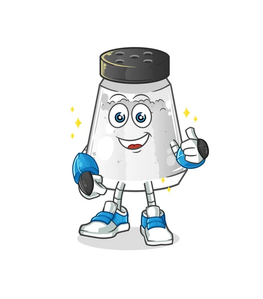 Salt Shaker Robot Character Cartoon Mascot Vector — Stockvector