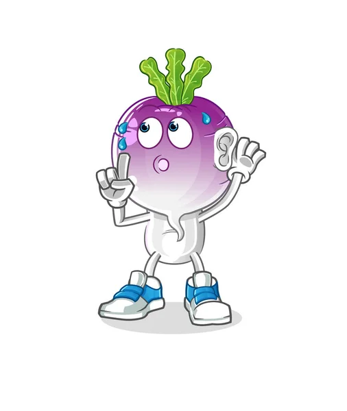 Turnip Head Cartoon Eavesdropping Vector Cartoon Character — Stock Vector