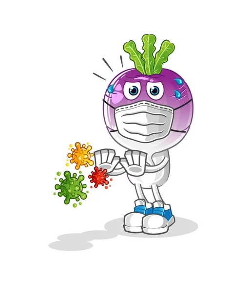 Turnip Head Cartoon Refuse Viruses Cartoon Mascot Vector — Stockový vektor