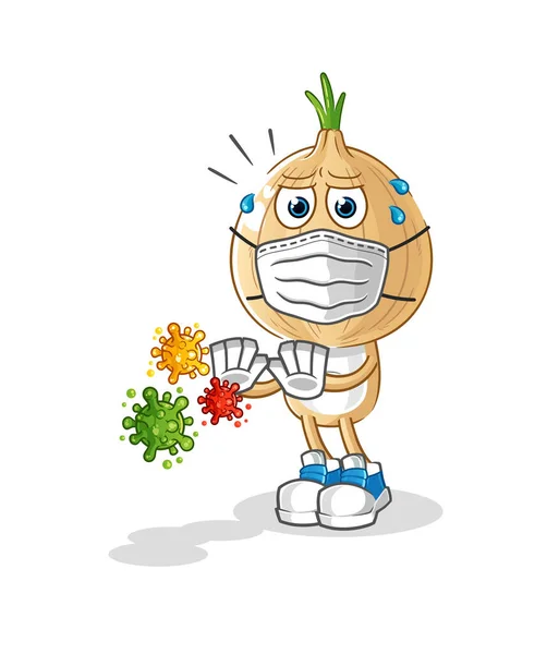 Garlic Head Cartoon Refuse Viruses Cartoon Mascot Vector — Vector de stock