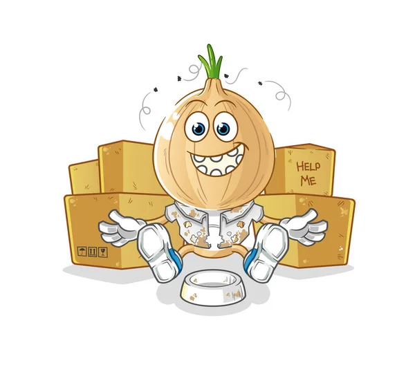 Garlic Head Cartoon Homeless Character Cartoon Mascot Vector — Vettoriale Stock