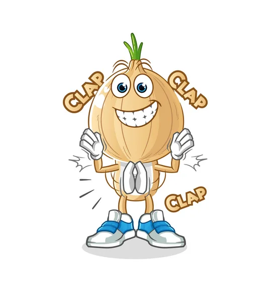 Garlic Head Cartoon Applause Illustration Character Vector — Vettoriale Stock