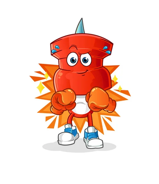 Push Pin Head Cartoon Boxer Character Cartoon Mascot Vector — Stock Vector